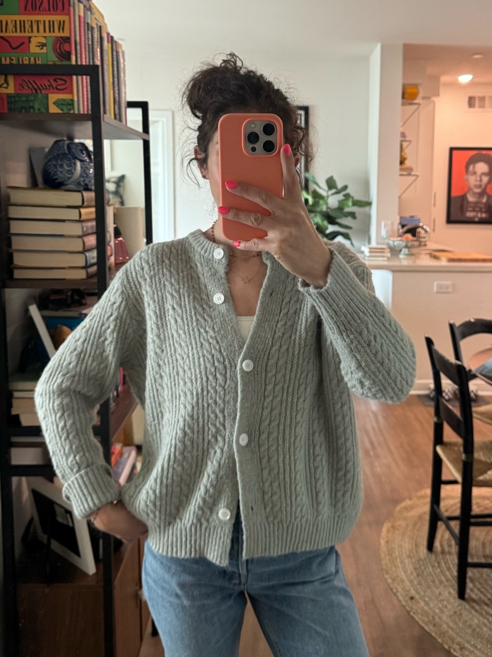 Cable Knit Button-Front Sweater Cardigan